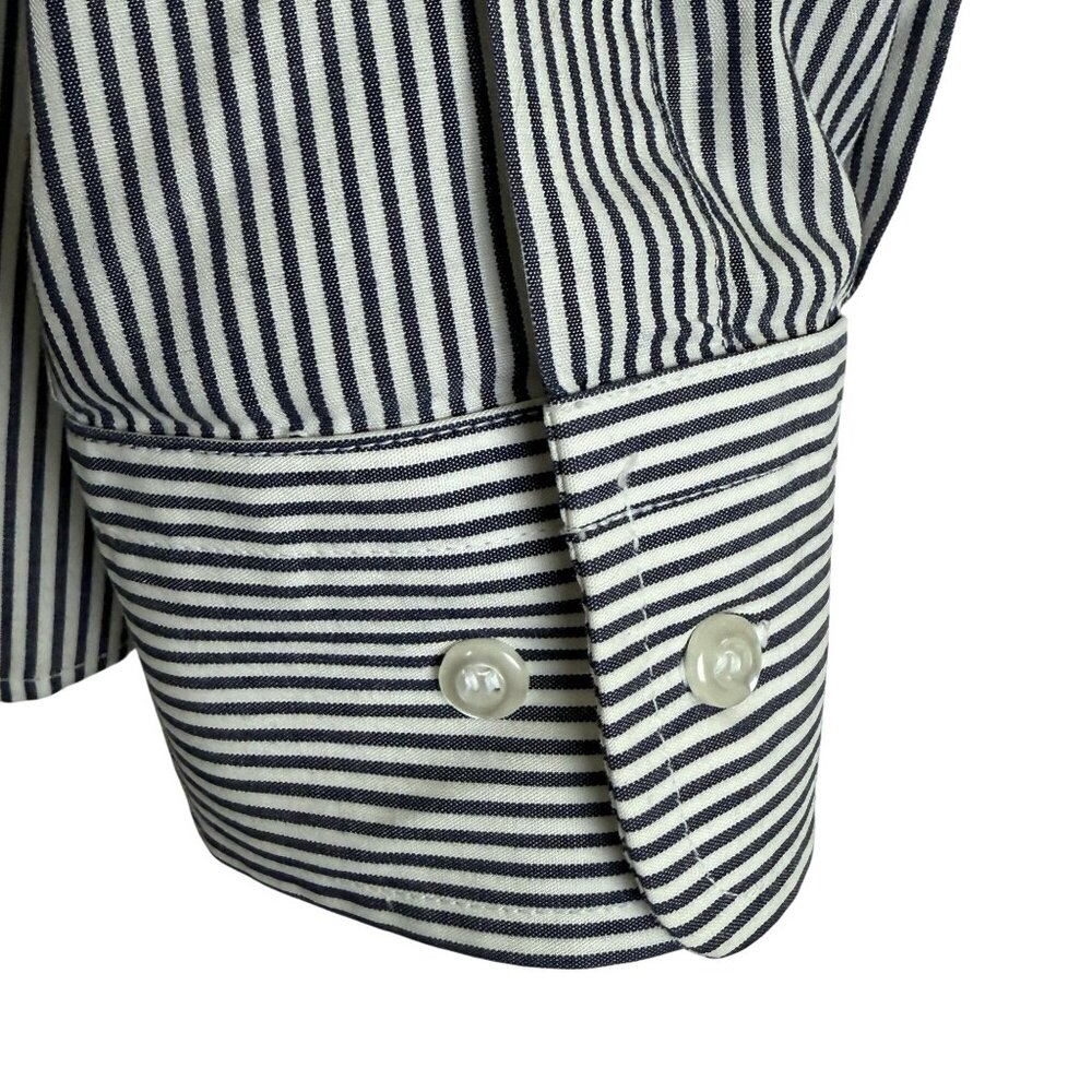 Cactus California Vtg 90s Shirt Women’s L/XL Blue White Stripe Embroidered Rose - Picture 11 of 14